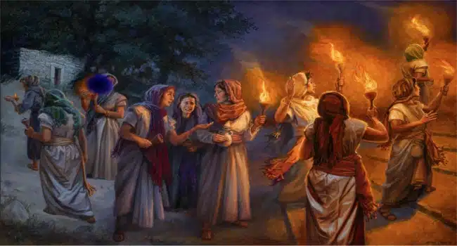 The Parable of the Ten Virgins 1.2 The Parable of the Ten Virgins (Matthew 25:1-13) stands as one of our Lord’s most sobering warnings about the absolute necessity of surrendering to Christ Jesus prior to His arrival.