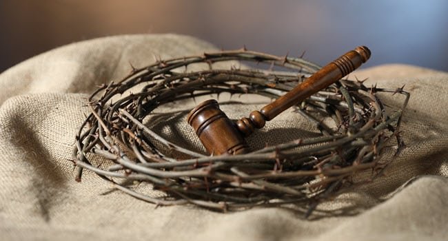 crown-of-thorns-and-gavel-on-burlap crown of thorns and gavel on burlap