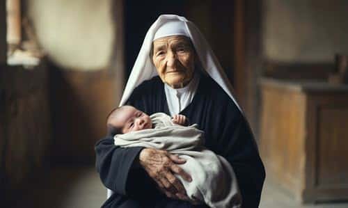 nun holding a baby nun holding a baby