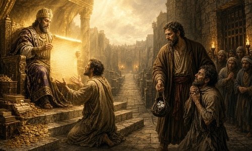 The Parable of the Unforgiving Servant 500 Parable of the Unforgiving Servant, Matthew 18:23–35: God’s vast mercy demands heart-forgiveness, or the race of faith is lost.