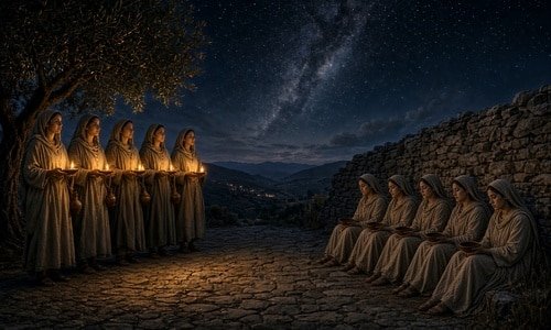 Understanding the Parable of the Ten Virgins 500 Understanding the Parable of the Ten Virgins - Explore readiness, oil, and the Bridegroom's coming in this insightful discourse on Matthew 25:1–13.